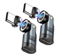 VAFOTON Lot de 2 adaptateurs magnétiques USB C 240 W, adaptateur magnétique USB C à 9 broches, rotation à 540 °, prise en charge de la charge rapide PD 240 W 5 A, transfert de données, pour MacBook