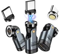 VAFOTON Lot de 3 adaptateurs magnétiques USB C 240 W, adaptateur USB C magnétique 9 broches 540 °, prend en charge la charge rapide PD 240 W 5 A et le transfert de données, pour MacBook/ordinateur