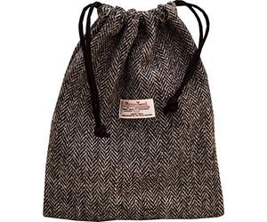 Vagabond Bags Ltd Harris Tweed Herringbone Drawstring Bag Trousse de Toilette, 31 cm, Noir (Black & White Tweed)