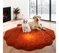 Vagascape Tapis chauffant pour chien en forme de coquillage rouge (91,4 x 66 cm), tapis chauffant pour animaux de compagnie, tapis chauffant pour chiens et chats, imperméable, température réglable