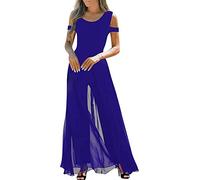 Vagbalena Ensemble Long à col Rond sans bretons pour Femmes Ensemble de Pantalons d'affaires élégant de Mariage Taille Haute Combinaison en Maille avec Pantalon Droit de Vacances (Bleu,L)