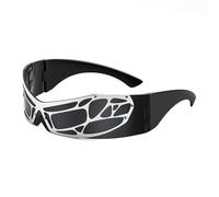 Vagbalena Lunettes de soleil enveloppantes sans monture hip-hop pour hommes et femmes Lunettes de soleil futuristes et cool avec un style Y2K Accessoires de jeu de rôle (Noir)