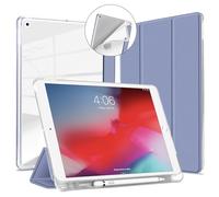 VAGHVEO Coque pour iPad 10,2 Pouces 9ème Génération 2021, iPad 8ème Génération 2020, iPad 7ème Génération 2019 Étui avec Porte Pencil, Slim Léger Housse Case Cover Arrière en TPU Souple, Violet Clair