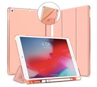 VAGHVEO Coque pour iPad 10,2 Pouces 9ème Génération 2021, iPad 8ème Génération 2020, iPad 7ème Génération 2019 Étui avec Porte Pencil, Slim Léger Housse Case Cover Arrière en TPU Souple, Rose