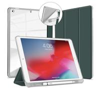 VAGHVEO Coque pour iPad 10,2 Pouces 9ème Génération 2021, iPad 8ème Génération 2020, iPad 7ème Génération 2019 Étui avec Porte Pencil, Slim Léger Housse Case Cover Arrière en TPU Souple, Vert Foncé