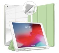 VAGHVEO Coque pour iPad 10,2 Pouces 9ème Génération 2021, iPad 8ème Génération 2020, iPad 7ème Génération 2019 Étui avec Porte Pencil, Slim Léger Housse Case Cover Arrière en TPU Souple, Vert Clair