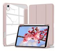 VAGHVEO Coque pour iPad A17 Pro Modèle 2024 Mini 7ème Génération/iPad Mini 6 8,3 Pouces Modèle 2021 avec Porte-Stylet, Étui Cuir PU Léger, Housse de Protection Antichoc avec Dos Transparent, Rose