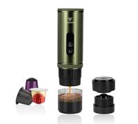 Vagizm Machine à expresso portable 12V: cafetière de voyage avec chauffe rapide et batterie de 15000 mAh - Jusqu’à 8 tasses pour le camping, les voyages et la conduite en voiture (verte)