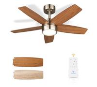 Vagizm Ventilateur de Plafond 91 CM pour Petite Pièce: Moderne Avec Lumière à Intensité Variable et Télécommande - Réversible et Silencieux avec 6 Vitesses pour Petite Chambre - 230 V
