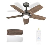 Vagizm Ventilateur de Plafond 91 CM pour Petite Pièce: Moderne Avec Lumière à Intensité Variable et Télécommande - Réversible et Silencieux avec 6 Vitesses pour Petite Chambre - 230 V