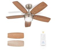 Vagizm Ventilateur de Plafond 91 CM pour Petite Pièce: Moderne Avec Lumière à Intensité Variable et Télécommande - Réversible et Silencieux avec 6 Vitesses pour Petite Chambre - 230 V