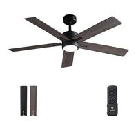 Vagizm Ventilateur Plafond avec Lumiere pour Chambre:132CM Ventilateur Plafond Silencieux - 6 Vitesses Télécommande et LED Dimmable - Convient pour l'hiver et l'été - Noyer 3 pagaies - 220 à 240 V