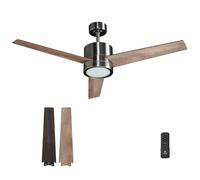 Vagizm Ventilateur Plafond avec Lumiere pour Chambre:132CM Ventilateur Plafond Silencieux - 6 Vitesses Télécommande et LED Dimmable - Convient pour l'hiver et l'été - Noyer 3 pagaies - 220 à 240 V