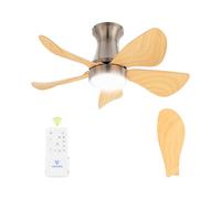 Vagizm Ventilateur Plafond avec Lumiere pour Chambre:76CM Ventilateur Plafond Silencieux - 6 Vitesses Télécommande et LED Dimmable - Convient pour l'hiver et l'été - naturel 5 pales - 220 à 240VVV