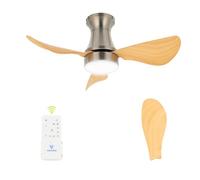 Vagizm Ventilateur Plafond avec Lumiere pour Chambre:76CM Ventilateur Plafond Silencieux - 6 Vitesses Télécommande et LED Dimmable - Convient pour l'hiver et l'été - naturel 3 pales - 220 à 240VVV