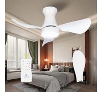 Vagizm Ventilateur Plafond avec Lumiere pour Chambre:76CM Ventilateur Plafond Silencieux - 6 Vitesses Télécommande et LED Dimmable - Convient pour l'hiver et l'été - Blanc mat 3 pales - 220 à 240VVV
