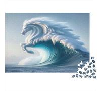 Vague de Cheval Mythique Puzzle 1000 Pièces Adulte en Carton Épais Et Robuste, Puzzle Brain Training Puzzle pour Une Activité Fuzzle Après L'école, Passion Nature Et Faune 52x38cm/1000pcs