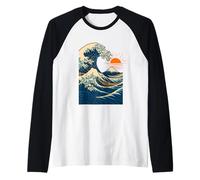 Vague de l'océan Japonais avec Montagne et Lever du Soleil Manche Raglan