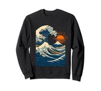 Vague de l'océan Japonais avec Montagne et Lever du Soleil Sweatshirt