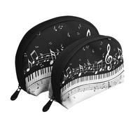 Vague de Notes de Musique, Trousse de Maquillage Coquille Femme Petit Porte-Monnaie Trousse de Toilette Trousse à cosmétiques 2 pièces
