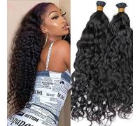 Vague d'eau je pointe Extension de cheveux humains brésilien Remy cheveux Micro lien pré-collé bâton je pointe cheveux 100g 100 brins cheveux naturels(22inch,200 strands 2bundle)