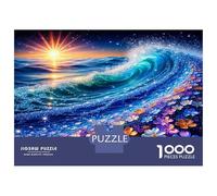 Vague Fleur Lever du Soleil 1000 Pièces Puzzle Magie des Fleurs Marines Puzzle Premium Carton Solide - DIY Familial Amusant, Belle Déco, Cadeau D’Anniversaire Parfait pour Les Enfants 38x26cm/1000pcs