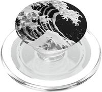 Vague Japonaise Noire et Blanche PopSockets PopGrip pour MagSafe