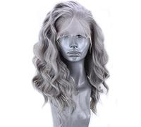 Vague Lace Front Perruques Mode Femme Gris Bouclés Cheveux Humains Pré Cueillis Avec Des Cheveux De Bébé 13x4 HD Transparent Glueless Lace Frontal Postiches (Size : 22 inch)