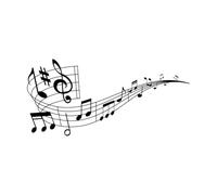vague musicale de notes de portée musicale tonalité dièse Stickers gravés 34x71.7cm Personnalisation Noir