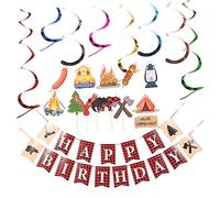 Vaguelly 1 ensemble Bannière de Décoration Anniversaire Bbq Complet pour Fête Anniversaire avec Cake Topper et Accessoires Thématiques pour Créer une Ambiance Festive et