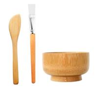 Vaguelly 1 Ensemble ensemble de bol de masque faire lave-vaisselle brosses vide makeup bag cosmetic bag cuillere doseuse Outils de masque de bricolage bol de masque facial modulant en bois