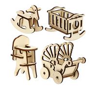 Vaguelly 1 Ensemble Maison De Jouets Miniature Cheval À Bascule Chaise Maison De Meubles Décor De Maison Mini Meubles De d'enfants en Bois Mini Pépinière Berceau