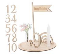 Vaguelly 1 Ensemble plaque d'anniversaire étape importante du mois bébé fille signes de mois de bébé jalon mensuel cartes du premier jalon de bébé cartes d'étape signe de bébé en bois Beige