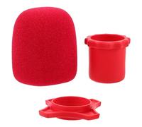 Vaguelly 1 kit de bonnette anti-vent pour microphone : accessoires pour microphone : housse anti- en éponge, anneau en silicone anti-roulement et manchon de tige inférieur, kit de protection pour