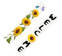 Vaguelly 1 paire Bannière de Bienvenue Printanière Tournesol Décor Suspendu pour Porche Signe Extérieur Joyeux pour Printemps et Thanksgiving