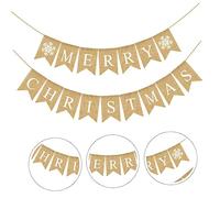 Vaguelly 1 pièce Bannière de Noël Vintage Jute Décoration à Suspendre pour Fête de Noël pour Intérieur et Extérieur Réutilisable et Résistante Créez une Ambiance Festive