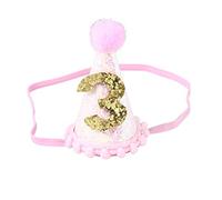 Vaguelly 1 Pièce chapeau d'anniversaire boule en peluche chapeau de fête capot bébés bonnet original accessoires photo chapeau d'anniversaire bébé fille chapeau d'anniversaire de bébé rose