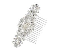 Vaguelly 1 Pièce peigne à cheveux en alliage hair charms hair toppers Mariage accessoires de mariée bijoux peignes style peigne à cheveux perlé peigne à cheveux strass pour femme Silver