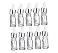 Vaguelly 10 pièces Lot de Flacons Compte Gouttes Verre Bouteilles Durables pour Huiles Essentielles et Cosmétiques Bouchon Plastique Blanc avec Anneau Argenté Réutilisables et Pratiques