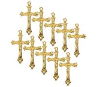 Vaguelly 10 Pièces petite croix or Charme communion plaqué breloques pour la fabrication de bijoux pendentifs croix pour bracelets pendentif breloques bricolage bijoux croix Alliage de zinc