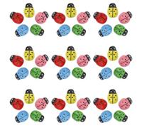 Vaguelly 100 Autocollants Coccinelles Miniatures en Bois Colorées 8x11 Mm Colle Double-Face, Décorations Adhésives pour Micro-paysages, Maisons de Poupée, Jardinage Miniature et Fêtes