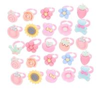 Vaguelly 100 Bagues de Petite Fille Fleurs Jouets Réglables pour Filles 6-12 Ans Accessoires Déguisement Fête Lot 100 Pièces Couleurs Pastel Style Aléatoire