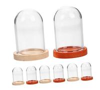 Vaguelly 10pièces Verre Transparent avec Base pour Exposition De Figurines Globe Rose pour Décoration De Maison Petite Vitrine Verre pour Objets De Collection