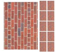 Vaguelly 12 Feuilles de Papier Peint Autocollant pour Maison de poupée : Papier Peint Miniature à l'échelle 1:12 - Accessoires pour Maison de poupée - Revêtement Mural Motif Briques Rouges