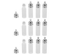 Vaguelly 12 Pièces Flacons Miniatures Verre avec Bouchon Argenté Pendentifs Bouteilles Huile Essentielle Vides pour DIY Voyage et Décoration Aromathérapie