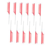 Vaguelly 12 Pièces Peigne de queue de coiffure hair charms hair toppers haircut outils de cheveux démêlant style costume mise en évidence peignes de coiffeur Peigne de coiffure rose