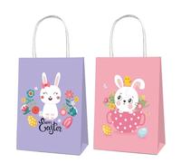 Vaguelly 12 Pièces Sachets de Pâques Papier Lot de Colorées avec Motif Lapin pour Décoration et Rangement Œufs de Pâques et Amusantes Couleur Aléatoire