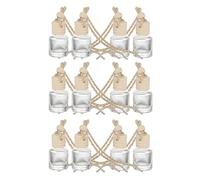 Vaguelly 12pièces Flacons Parfum Suspendus Miniatures avec Cordon et Couvercle Bois Diffuseurs Parfum Décoratifs Réutilisables pour Voiture Purification Air