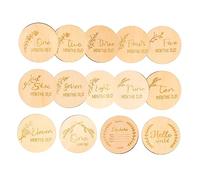 Vaguelly 14pièces Cartes Bois Pour Disques Photo De Croissance Décorations De Souvenirs Bois Pour Suivi Des Étapes De Développement