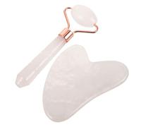 Vaguelly 1Ensemble Natural Jade Massage Roller Tools For Body And Face Set Heart Shaped Straight Lightweight And Portable Jade Scraper For Relaxation And Firming